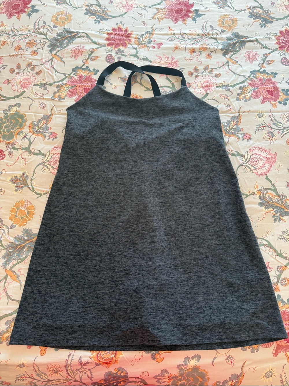 Beyond Yoga Charcoal Gray Strappy Mini Dress with built in shorts